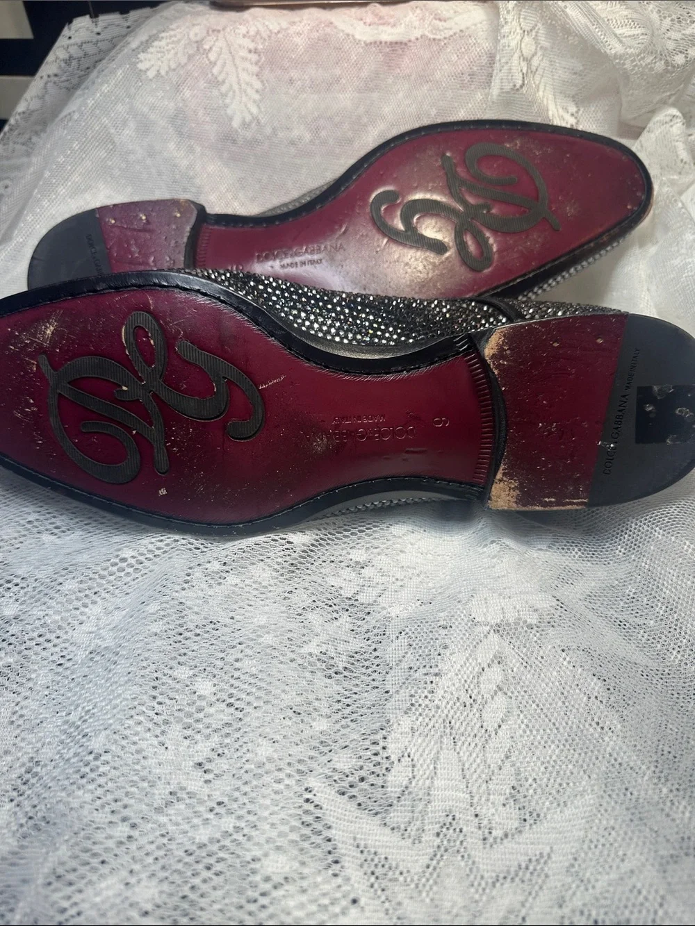Dolce & Gabbana shoes loafers Rhinestones Derby satin footbed 9 Nice $2630